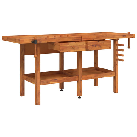 Vidaxx Werkbank mit Schubladen und Schraubstöcken 192x62x83 cm Akazienholz