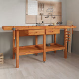 Vidaxx Werkbank mit Schubladen und Schraubstöcken 192x62x83 cm Akazienholz