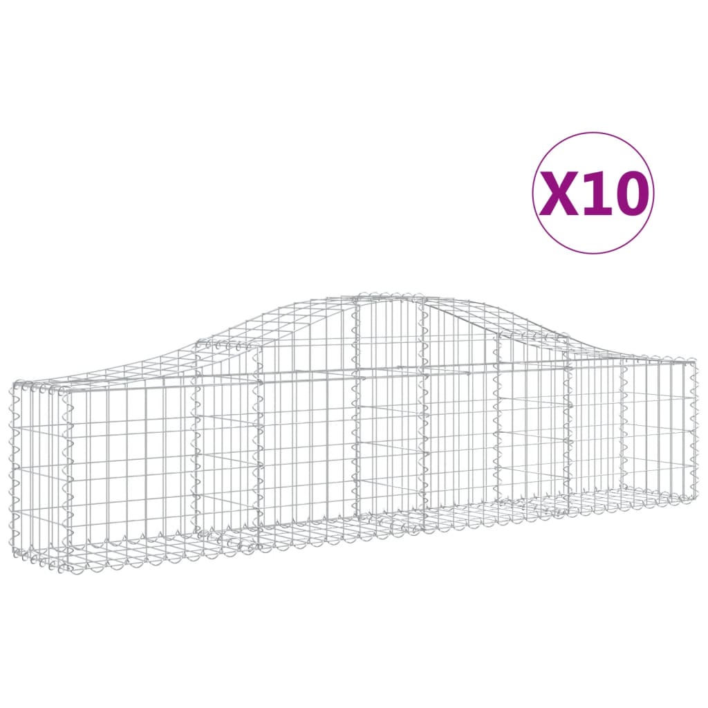 VidaXL Schanskorven 10 st gewelfd 200x30x40 60 cm gegalvaniseerd ijzer