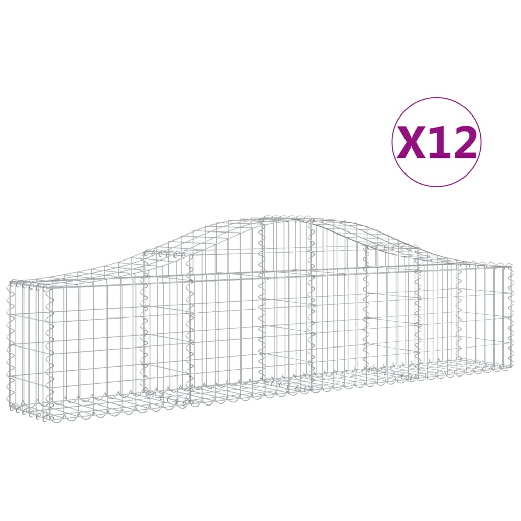 VidaXL Schanskorven 12 st gewelfd 200x30x40 60 cm gegalvaniseerd ijzer