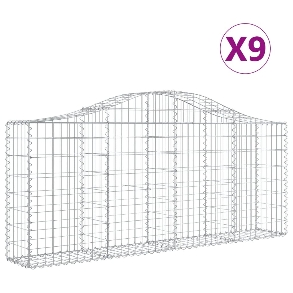 Vidaxl Schans korgar 9 St Valved 200x30x80 100 cm galvaniserat järn