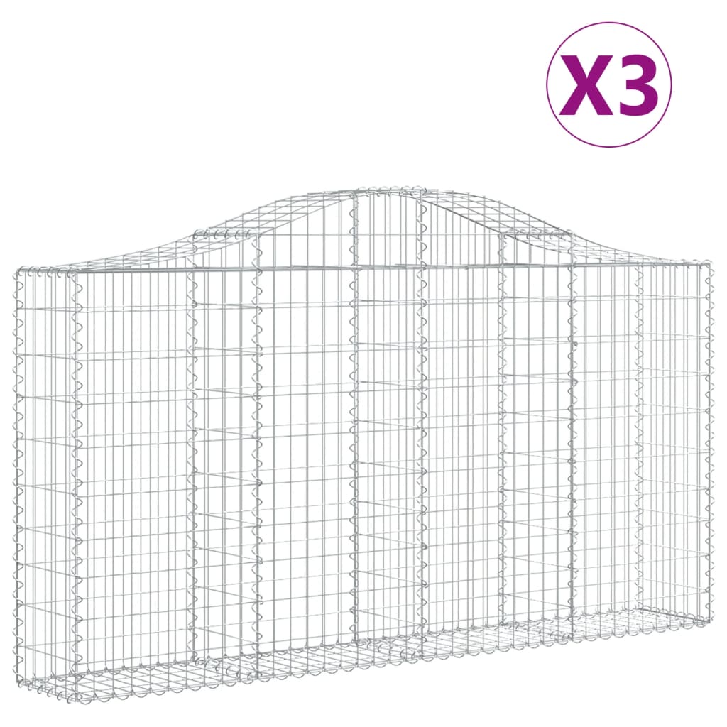 VidaXL Schanskorven 3 st gewelfd 200x30x100 120 cm ijzer