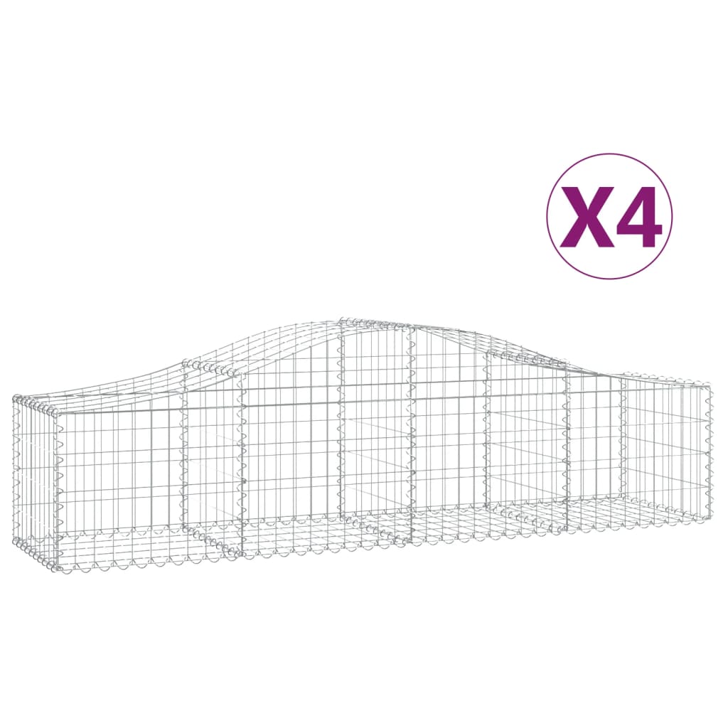 VidaXL Schanskorven 4 st gewelfd 200x50x40 60 cm gegalvaniseerd ijzer