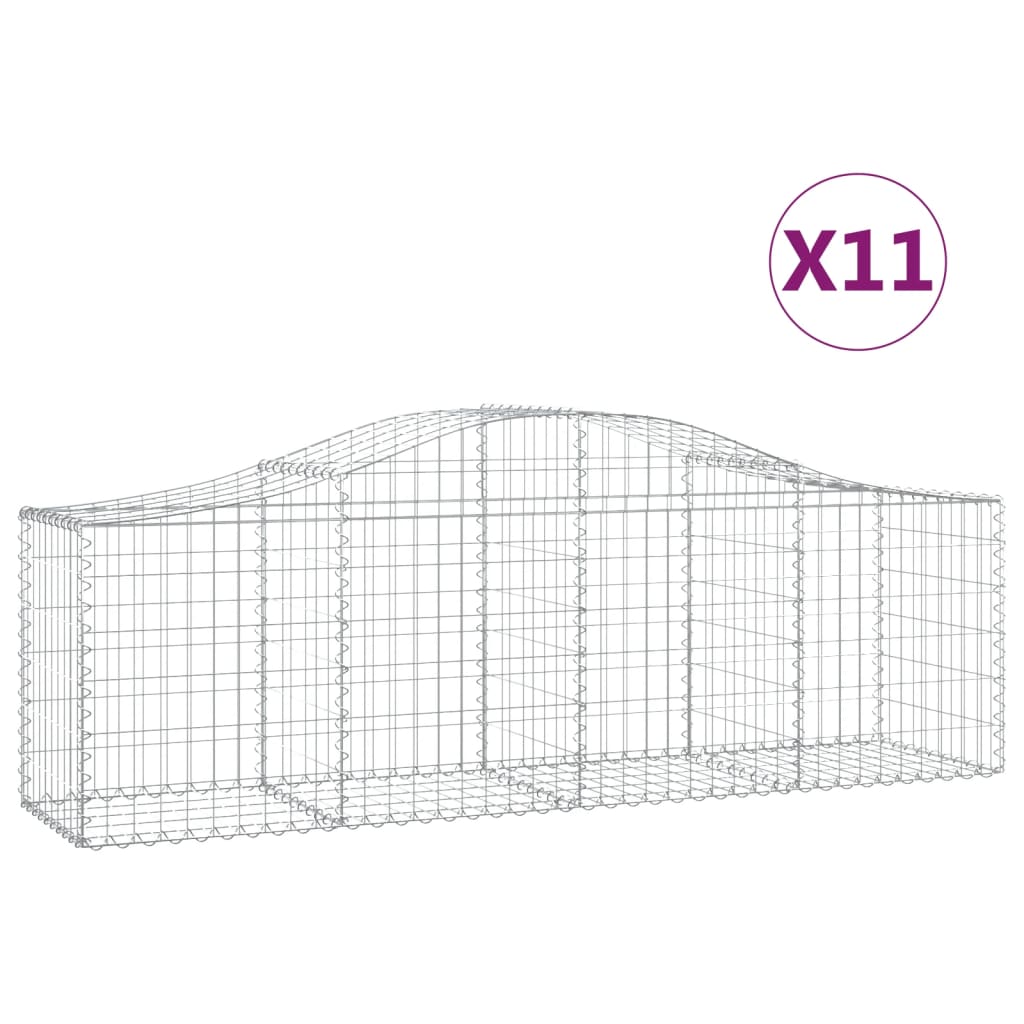 VidaXL Schanskorven 11 st gewelfd 200x50x60 80 cm gegalvaniseerd ijzer