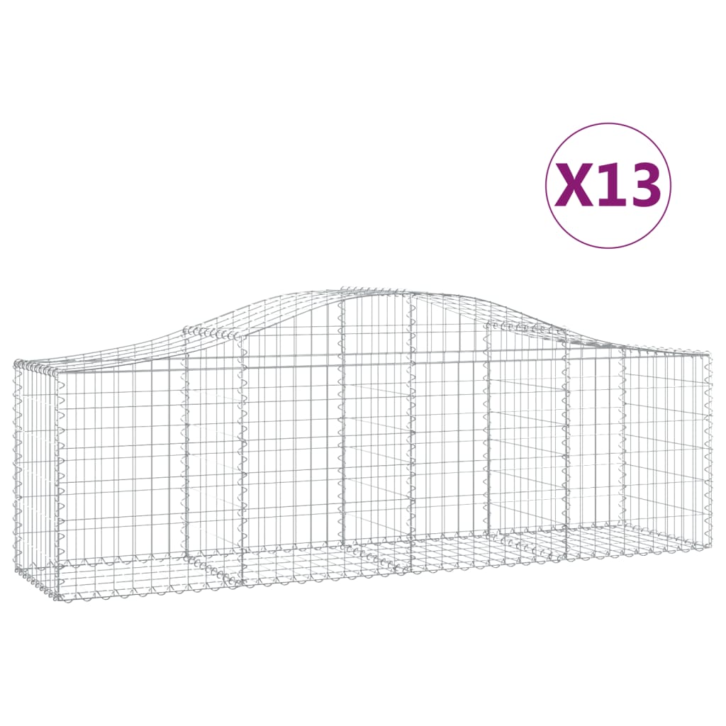 VidaXL Schanskorven 13 st gewelfd 200x50x60 80 cm gegalvaniseerd ijzer