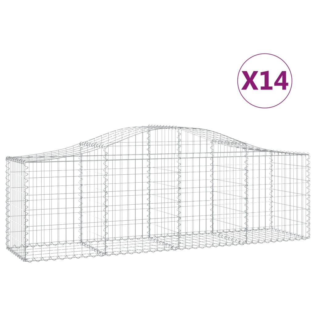 VidaXL Schanskorven 14 st gewelfd 200x50x60 80 cm gegalvaniseerd ijzer