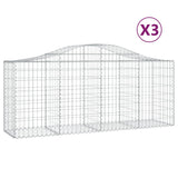 VidaXL Schans baskets 3 st vaulted 200x50x80 100 cm galvanized iron