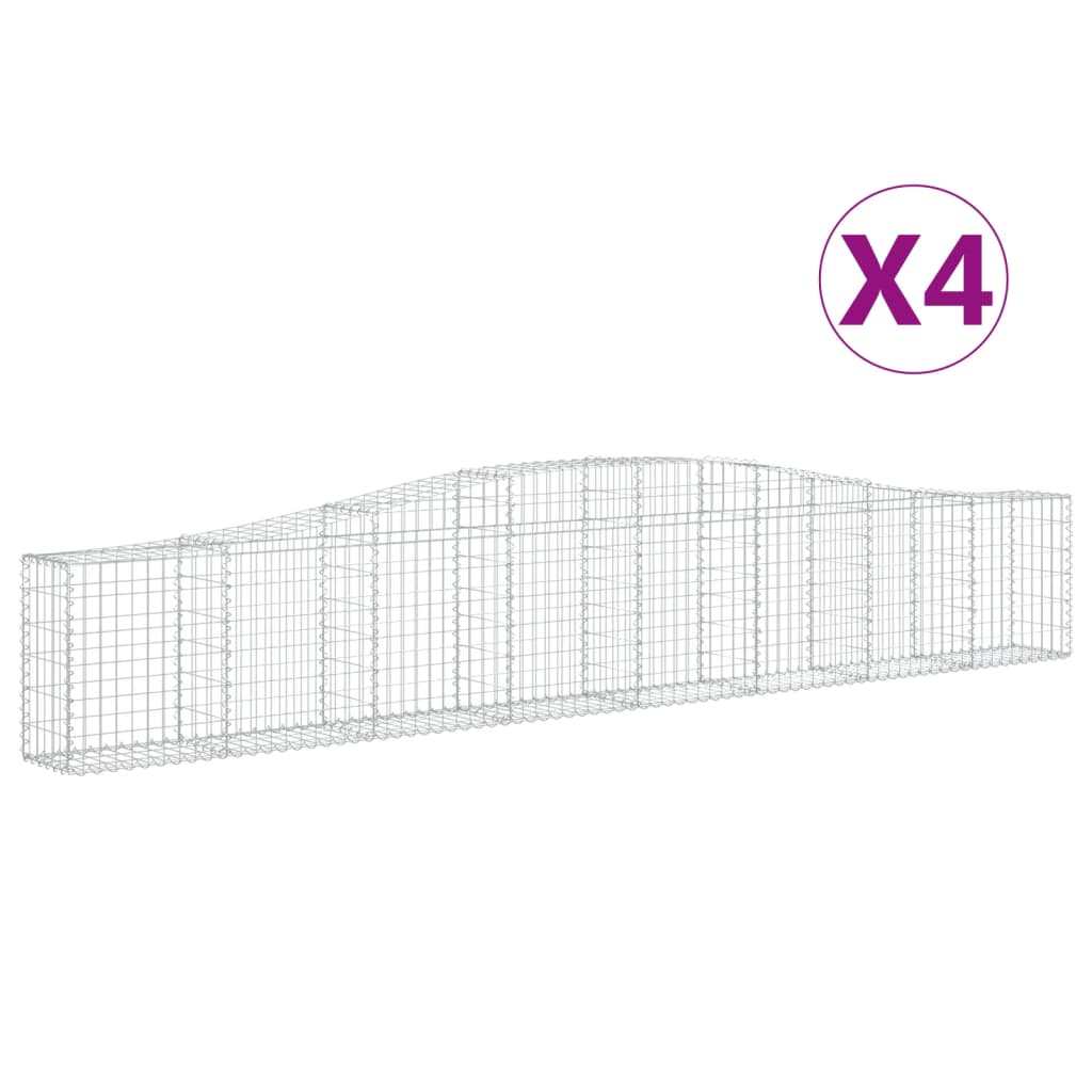 VidaXL Schanskorven 4 st gewelfd 400x30x60 80 cm ijzer