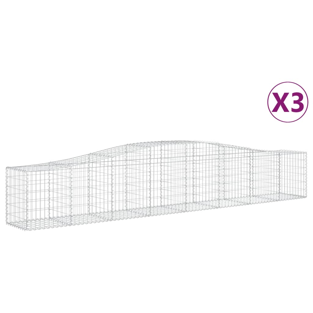 VidaXL Schanskorven 3 st gewelfd 400x50x60 80 cm gegalvaniseerd ijzer