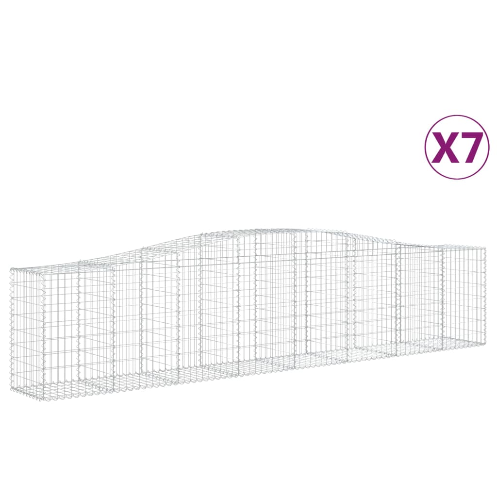 Vidaxl Schans kurver 7 St Vaulted 400x50x80 100 cm galvanisert jern