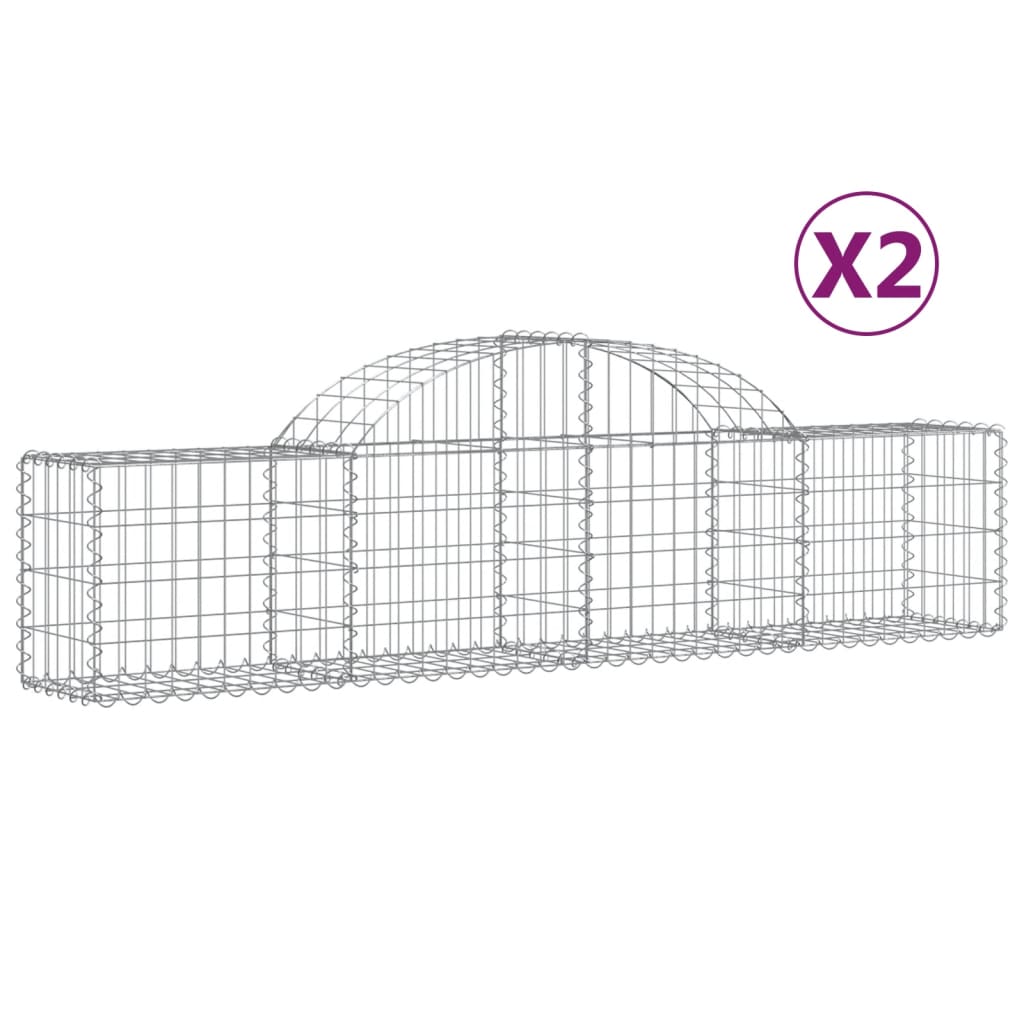 VidaXL Gabionen 2 Stück gebogen 200x30x40 60 cm verzinktes Eisen