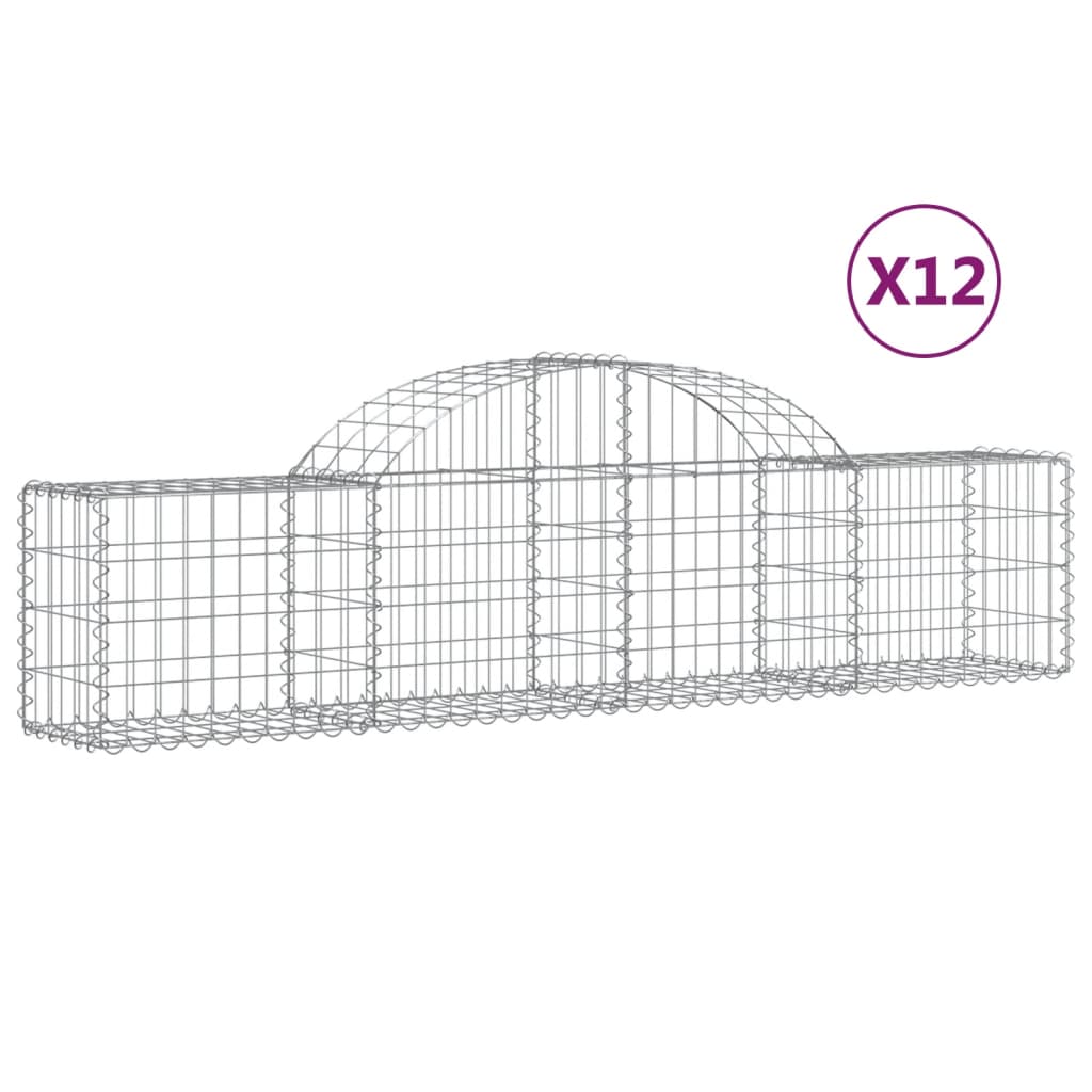 VidaXL Schanskorven 12 st gewelfd 200x30x40 60 cm gegalvaniseerd ijzer