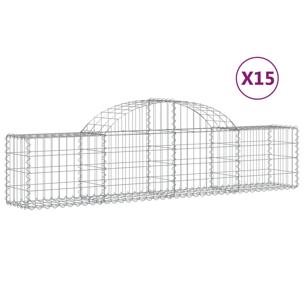 Vidaxl Schans kurve 15 st hvælvede 200x30x40 60 cm galvaniseret jern