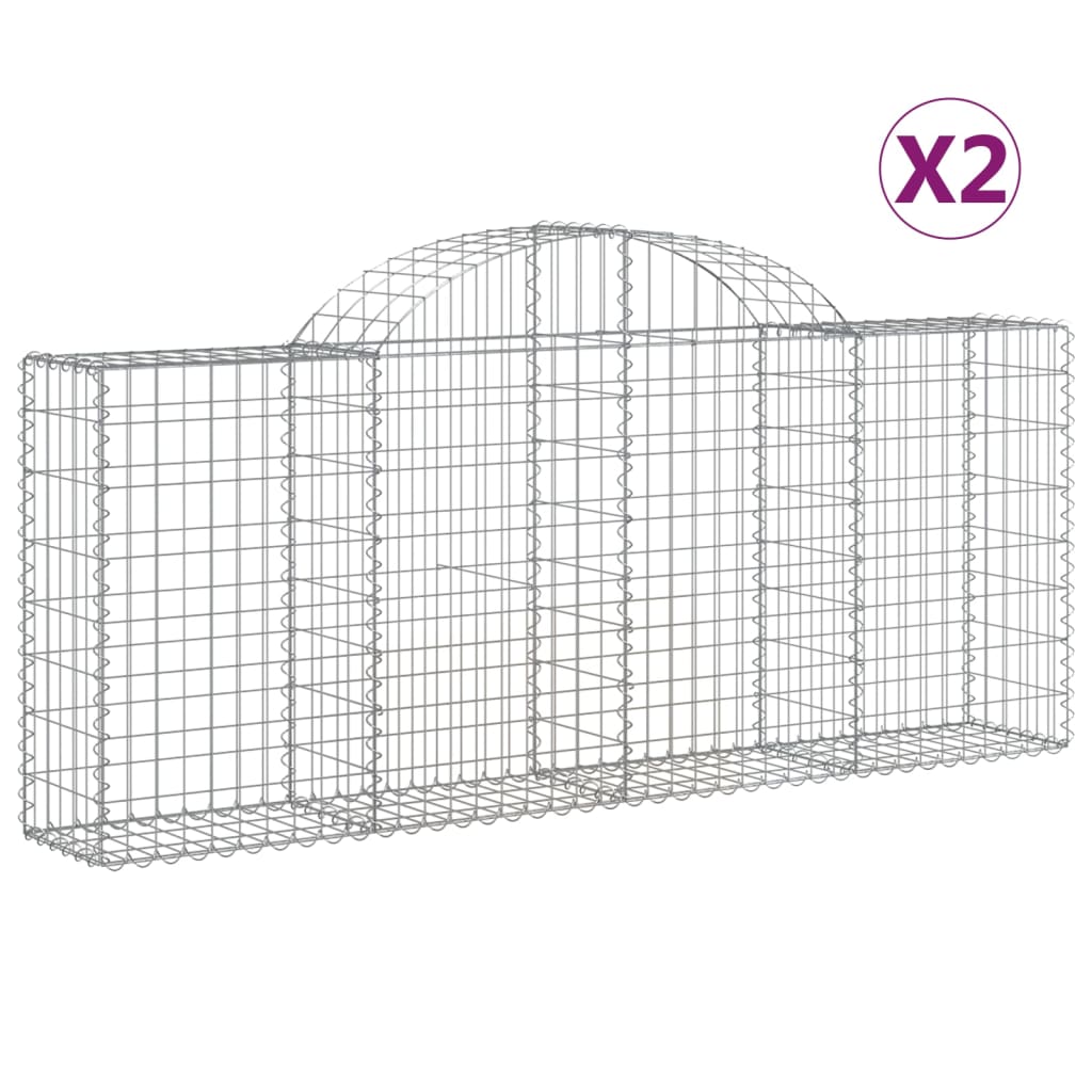 VidaXL Schans baskets 2 st vaulted 200x30x80 100 cm galvanized iron