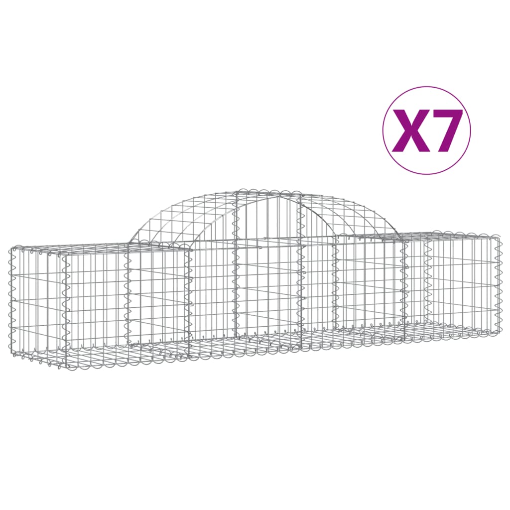 Vidaxl Schans kurver 7 St Vaulted 200x50x40 60 cm galvanisert jern