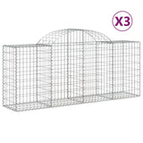 VidaXL Schans baskets 3 st vaulted 200x50x80 100 cm galvanized iron