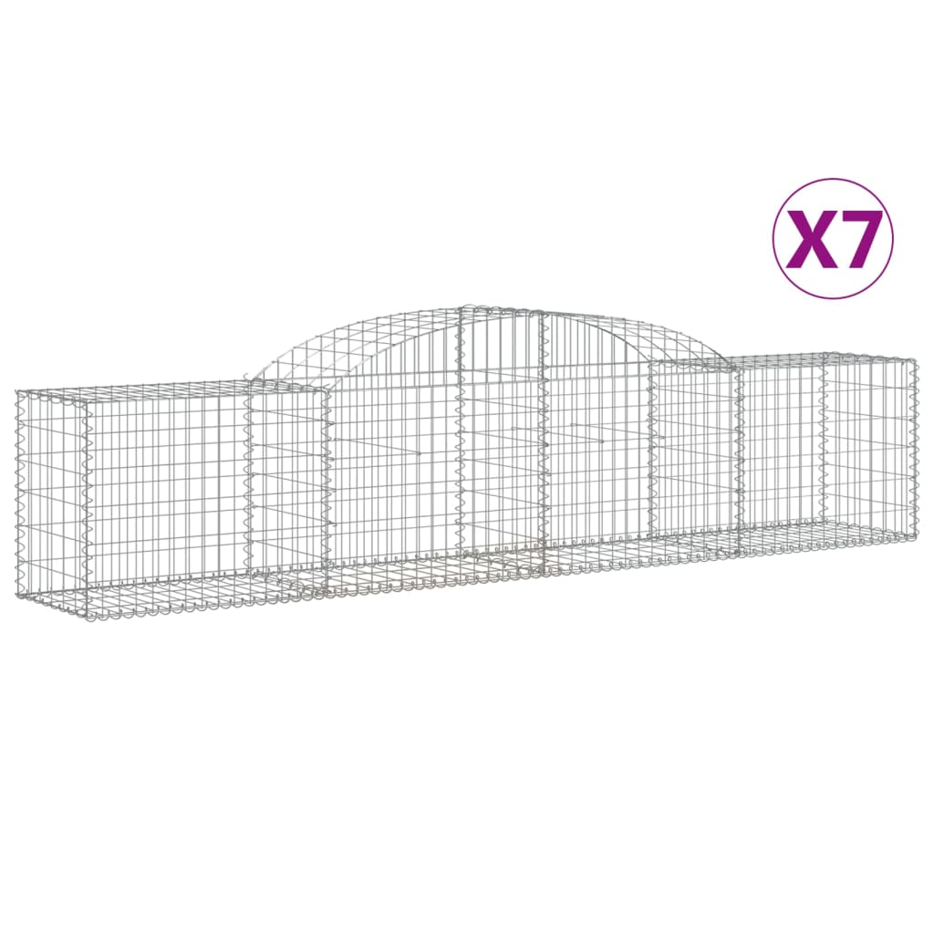 VidaXL Schans baskets 7 st vaulted 300x50x60 80 cm galvanized iron