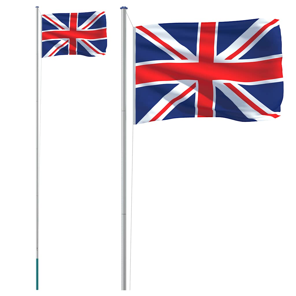 VidaXL Flagge mit Fahnenmast Vereinigtes Königreich 6,23 m Aluminium