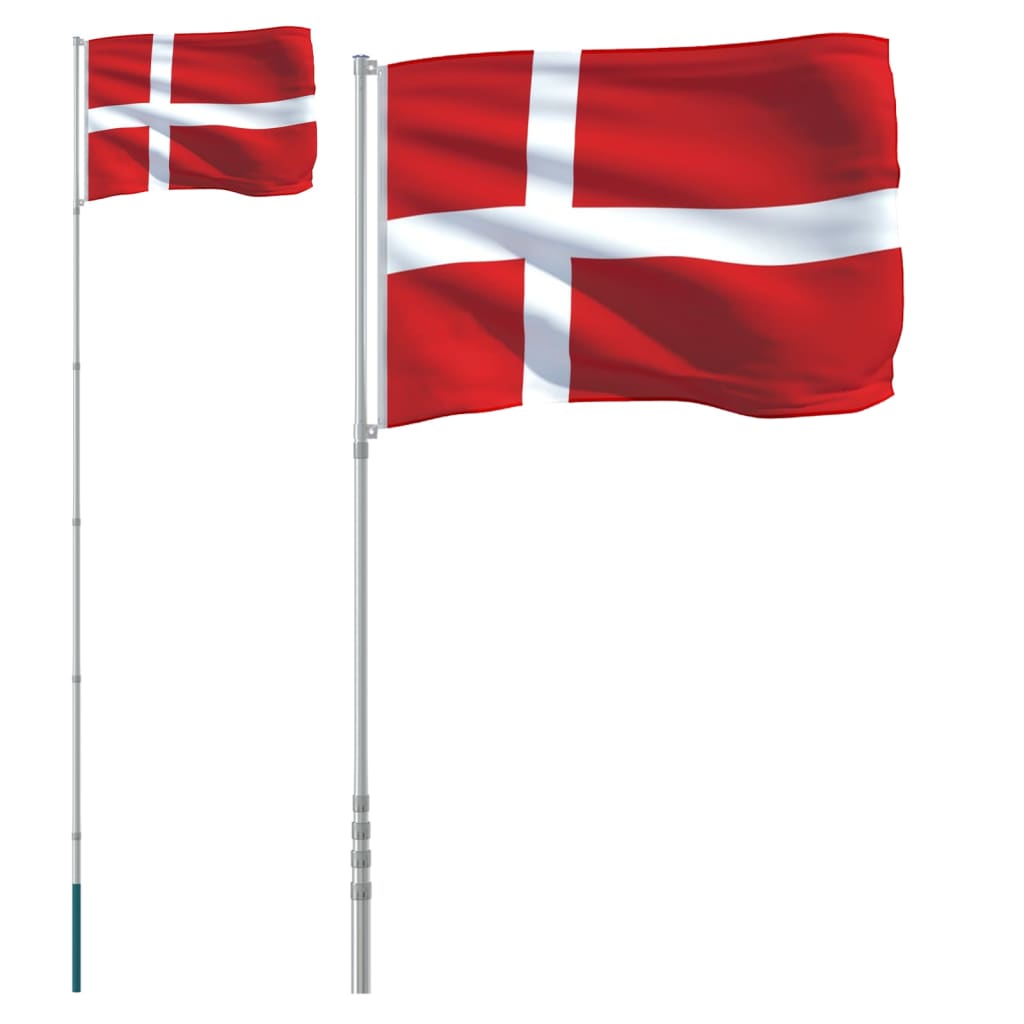 Drapeau Vidaxl avec drapeau Danemark 5,55 m en aluminium