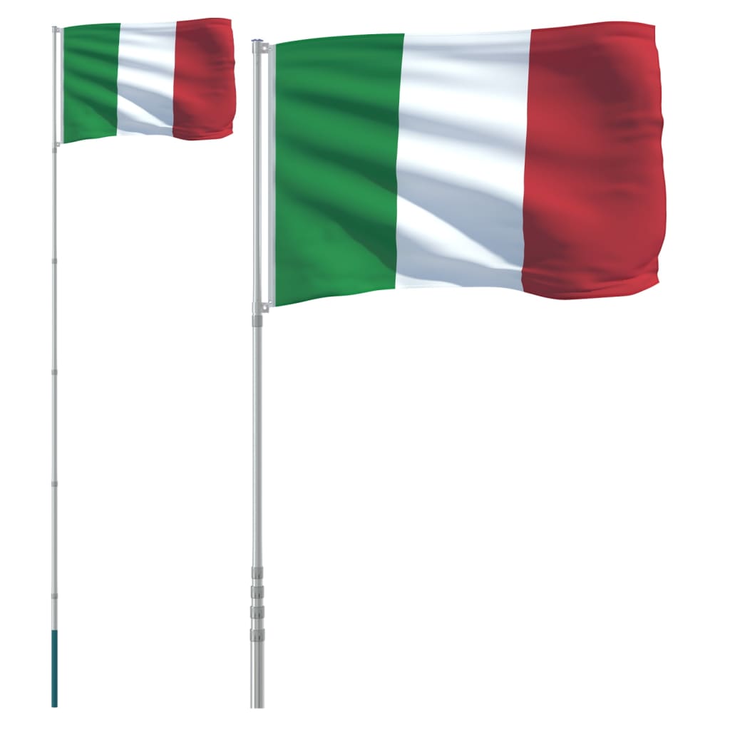 Drapeau Vidaxl avec drapeau Italie 5,55 m en aluminium