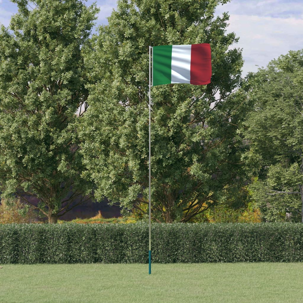 Drapeau Vidaxl avec drapeau Italie 5,55 m en aluminium