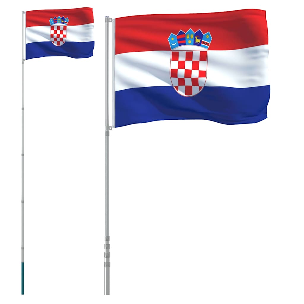 Vidaxl vlag met vlaggenmast kroatië 5,5 m aluminium