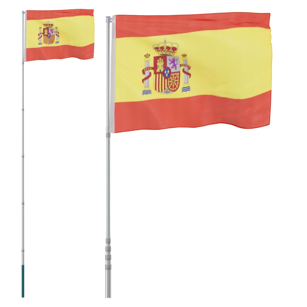 Vidaxl -flag med flagstang Spanien 5,55 m aluminium