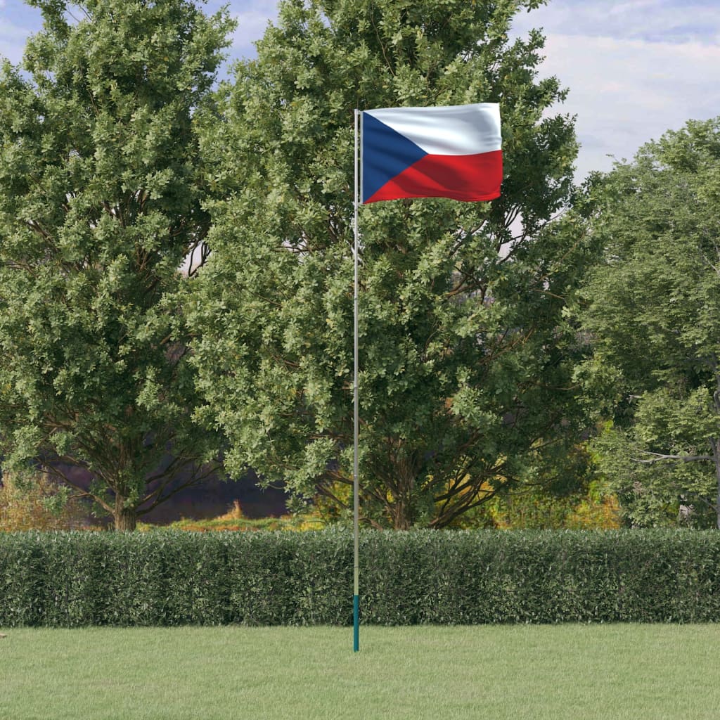 Zastava Vidaxl z Aluminijem Flagpole Češke 5,55 m