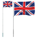 VidaXL Flagge mit Fahnenmast Vereinigtes Königreich 5,55 m Aluminium