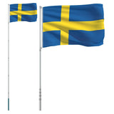 Bandera de Vidaxl con asta de aluminio Sweden 5.55 m