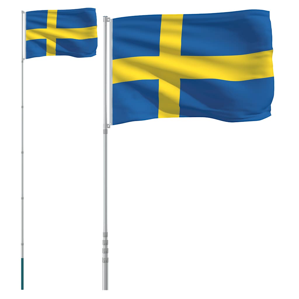 VidaXL Flagge mit Fahnenmast Schweden 5,55 m Aluminium