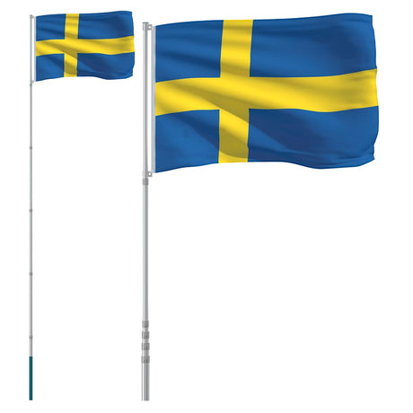 VidaXL Flagge mit Fahnenmast Schweden 5,55 m Aluminium