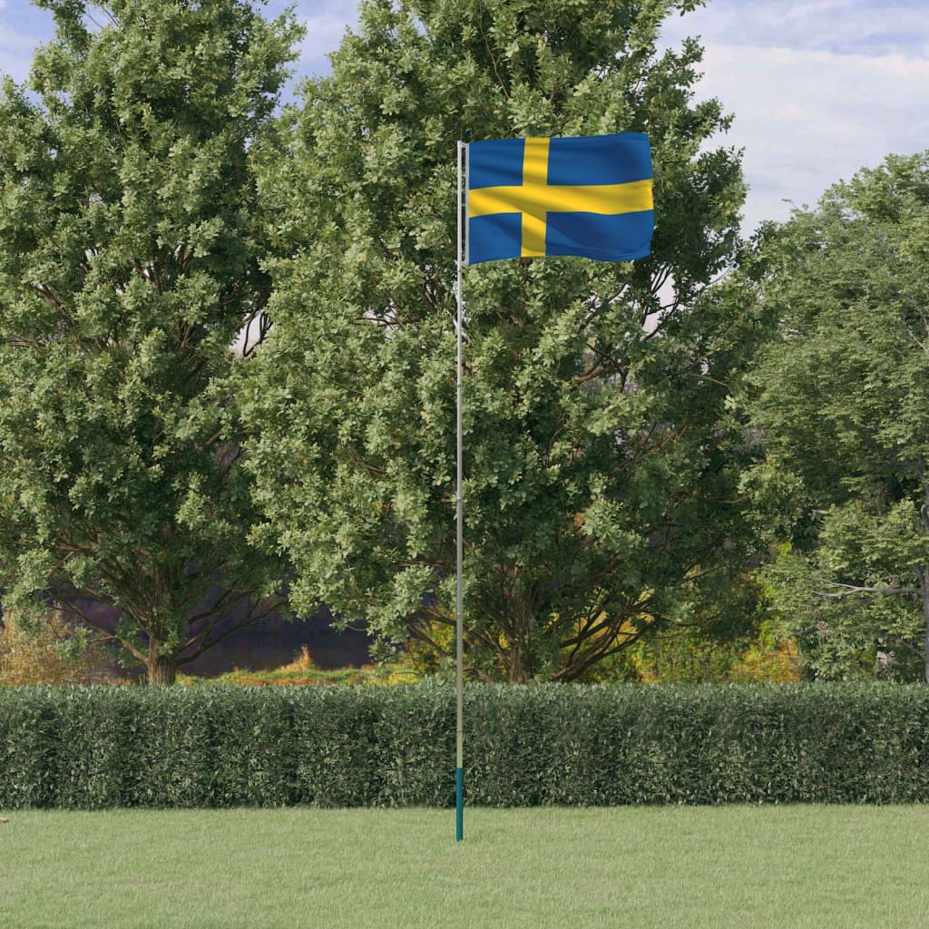 Bandera de Vidaxl con asta de aluminio Sweden 5.55 m