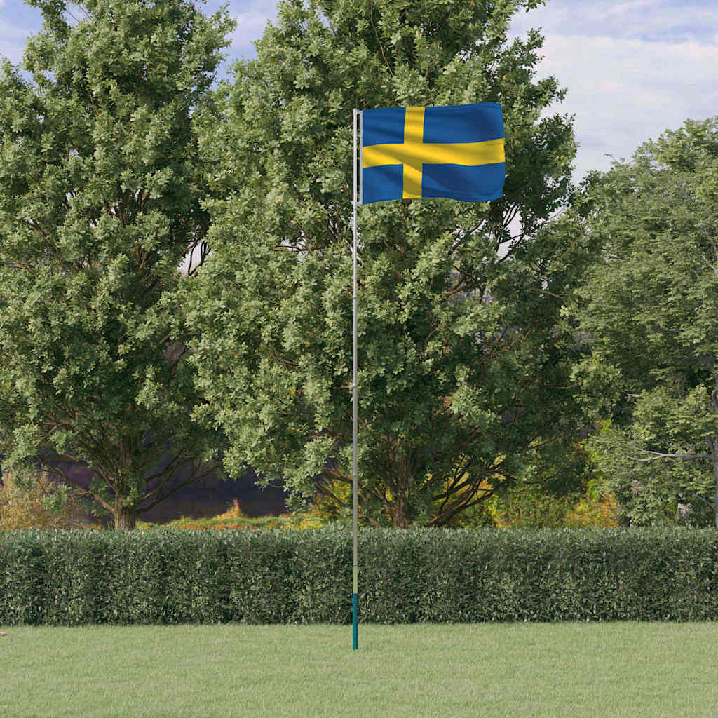 VidaXL Flagge mit Fahnenmast Schweden 5,55 m Aluminium