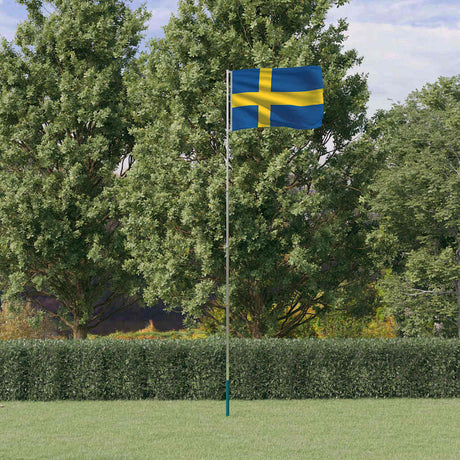 VidaXL Flagge mit Fahnenmast Schweden 5,55 m Aluminium