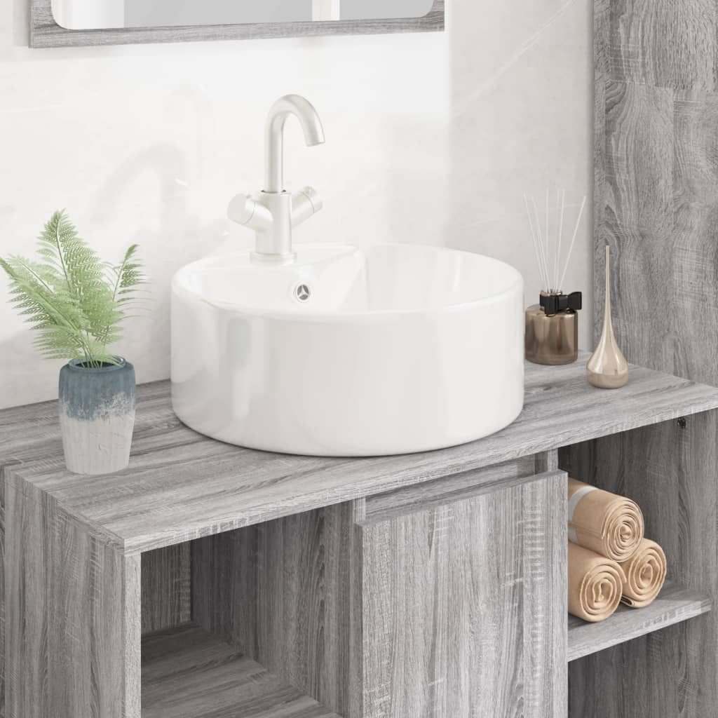 Vidaxl Washbasin 40x14,5 cm Bianco in ceramica rotonda