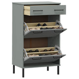 Vidaxl Shoe Cabinet med metalben Oslo Solid Pine Grey Grey