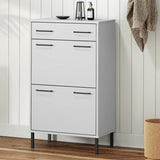 VidaXL shoe cabinet with metal legs oslo solid pine white