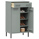 Armoire à chaussures vidaxl avec des jambes en métal oslo en pin massif gris gris