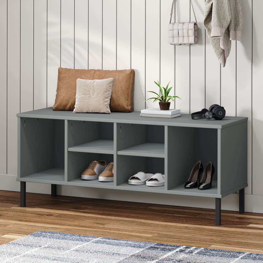 VidaXL Schuhregal mit Metallbeinen Oslo 106x35x45 cm Kieferngrau