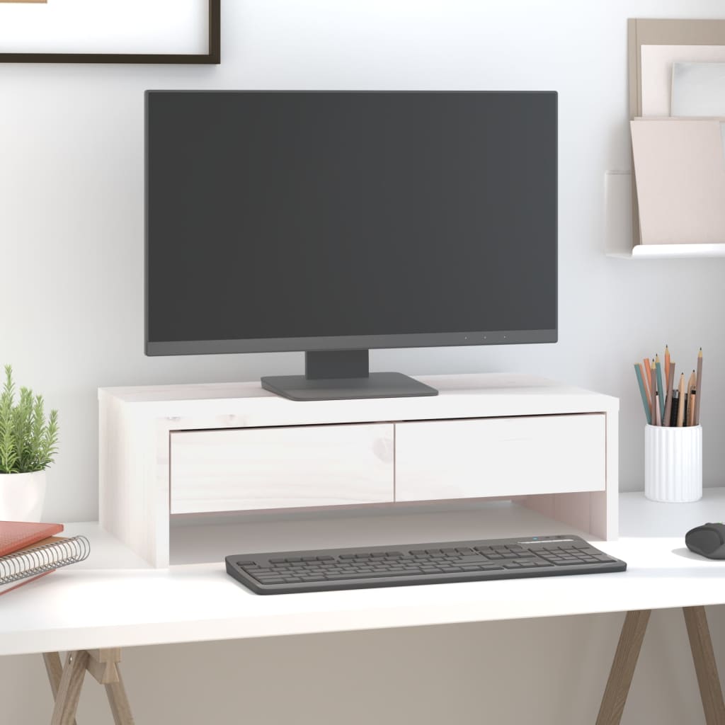 Vidaxx Monitorständer 50x27x15 cm massives Kiefernholz weiß