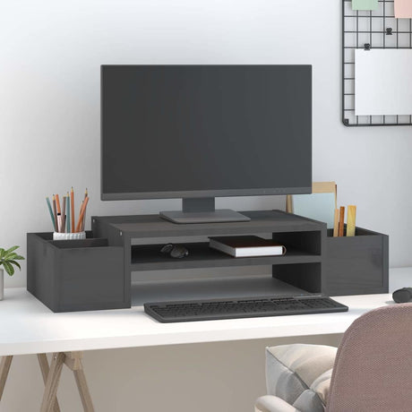 Vidaxx Monitorständer 70x27,5x15 cm massives Kiefernholz grau