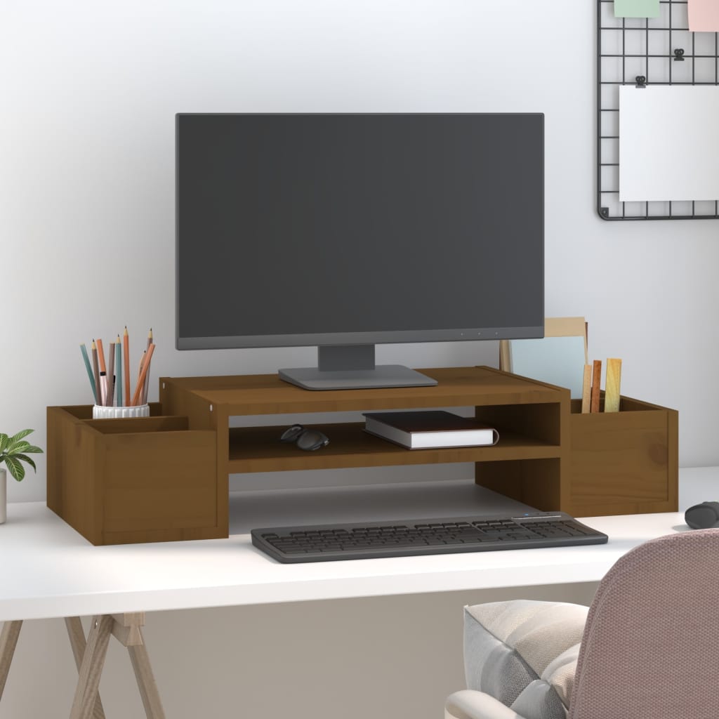 Vidaxx Monitorständer 70x27,5x15 cm massives Kiefernholz honigbraun