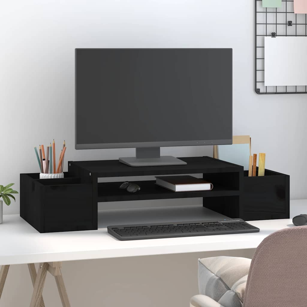 Vidaxxl Monitorständer 70x27,5x15 cm massives Kiefernholz schwarz
