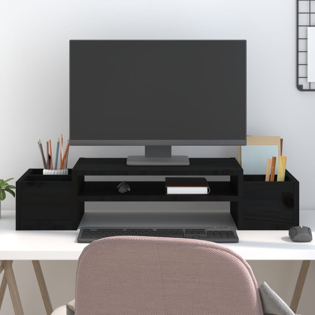 Vidaxxl Monitorständer 70x27,5x15 cm massives Kiefernholz schwarz