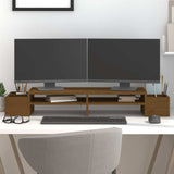 Vidaxxl Monitorständer 100x27,5x15 cm massives Kiefernholz honigbraun