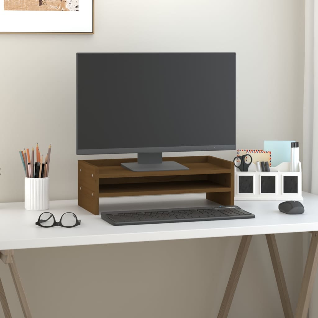 Vidaxx Monitorständer 50x24x16 cm massives Kiefernholz honigbraun