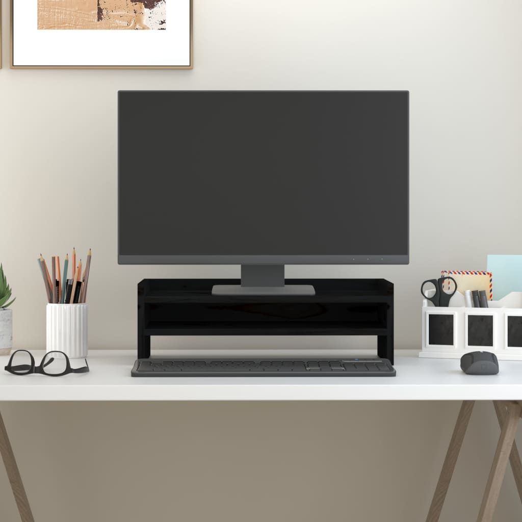 VidaXL Monitorständer 50x24x16 cm massives Kiefernholz schwarz