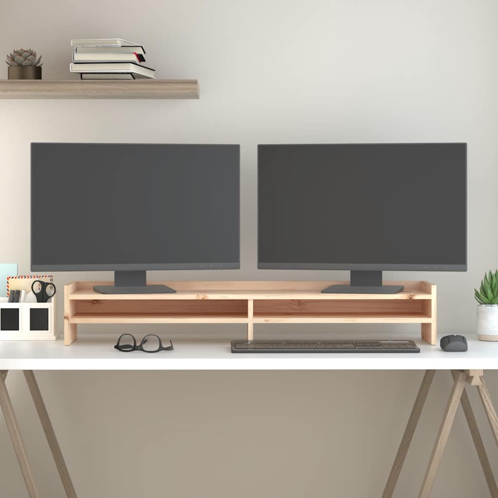 Vidaxxl Monitorständer 100x24x16 cm massives Kiefernholz