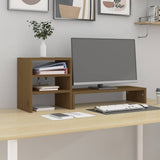 Vidaxxl Monitorständer 81x20x30 cm massives Kiefernholz honigbraun
